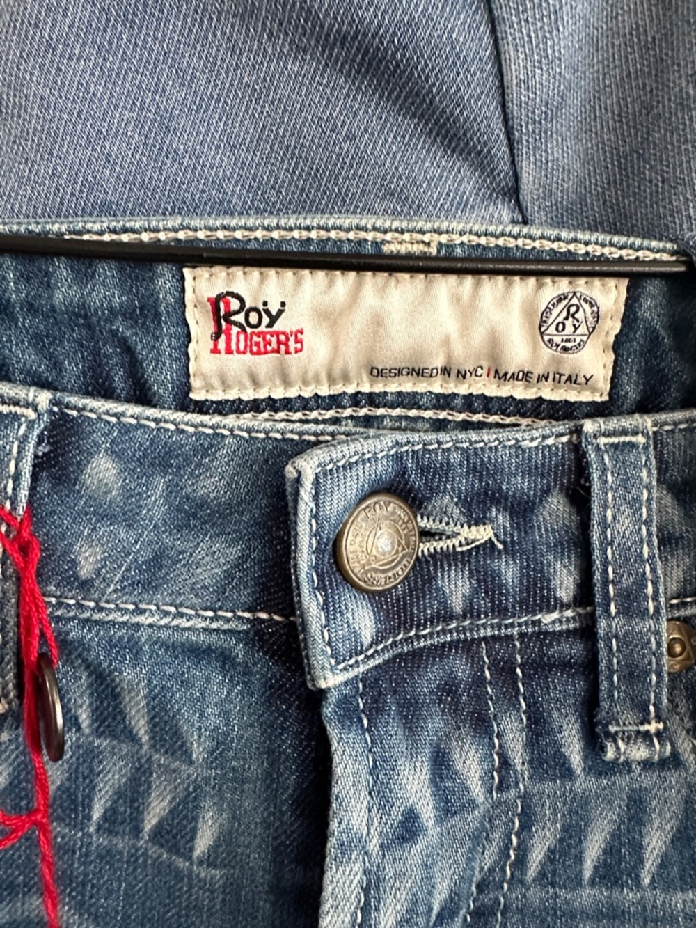 Roy Rogers Blue Denim Jeans with Metal Logo Button - Picture 2 of 8